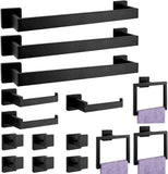 5 - Pieces Matte Black Bathroom Hardware Accessories Set, SUS304 Stainless Steel Bath Towel Bar Set, Towel Racks for Bathroom Wall Mounted. - Homesidy.com