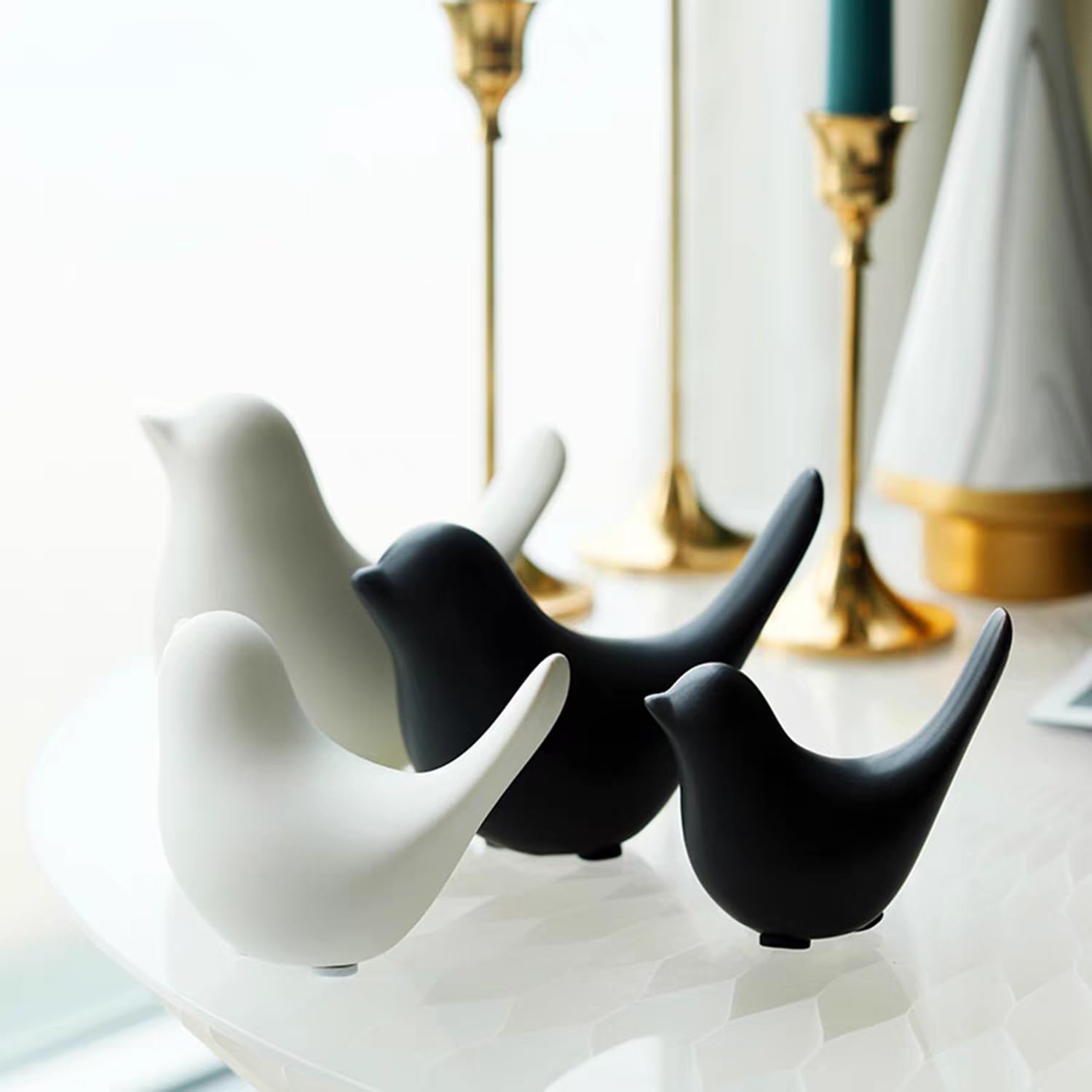 GJFASGF Small Animal Statues, White Bird Figurines Home Decor, Modern Home Decorative, Ceramic Decor for Office Desktop, Bookshelf, Bedroom, Living Room, Cabinets (White 2 Pcs) - Homesidy.com