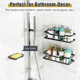 OMAIRA 3 - Pack Shower Caddy with Soap Holder, Adhesive Rustproof No - drill Strudy Loading Inside Shower Organizer Shelves Rack Storage Bathroom Organization for Smooth Wall Glass Tile, Black (Large) - Homesidy.com