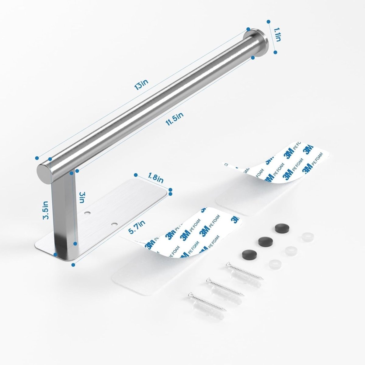 ASTOFLI Paper Towel Holder Under Cabinet No Drilling, Self Adhesive Paper Towel Holder Wall Mount for Kitchen Rack, Under Counter Napin Holder No Drill, 304 Stainless Steel Matte Black - Homesidy.com
