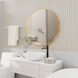 HARRITPURE Round Mirror 30 Black Wall Mounted Circle Mirrors Vanity Mirror with Brushed Aluminum Alloy Frame Modern Decoration for Bathroom, Living Room, Vanity, Bedroom, Entryway - Homesidy.com