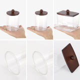 Tbestmax Qtips Holder Bathroom Container, 10 OZ Cotton Ball/Swabs Dispenser, Apothecary Jar Organizer for Storage Brown Wood Lids - Homesidy.com