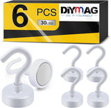 DIYMAG Garage Storage Hooks 6 Pack, 30lbs 2025 Cruise Cabin Ship Essentials N52 Magnetic Hook Heavy Duty Strong Wall Mount Magnets Fridge for Classroom Wall Mount Kitchen Grills Silver - Homesidy.com