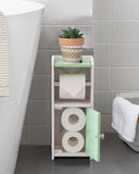 AOJEZOR Toilet Paper Holder Stand: No Drill PVC Small Bathroom Cabinet for Apartment Dwellers - Rental Deposit Protection - Small Space Storage Saving - Homesidy.com