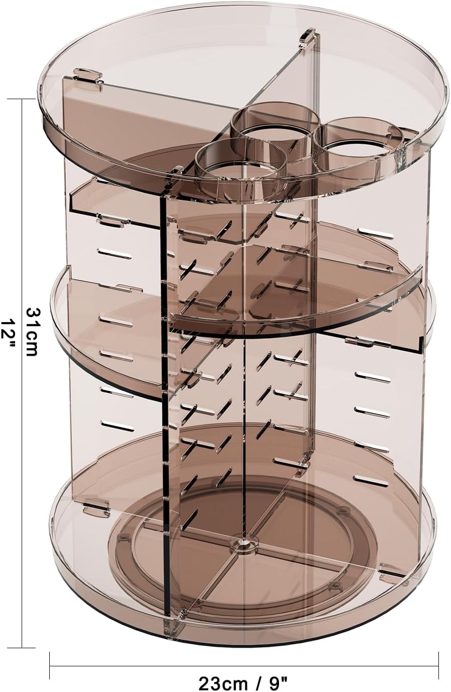 Rotating Makeup Organizer, DIY 8 Adjustable Layers Spinning Skincare Organizer, Cosmetic Display Case with Brush Holder Perfume Tray, Multi - Function Storage Carousel for Vanity Bathroom Countertop - Homesidy.com