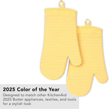 KITCHENAID Ribbed Soft Silicone Oven Mitt 2 - Pack Set, 7.5&34;x13&34;, Milkshake - Homesidy.com