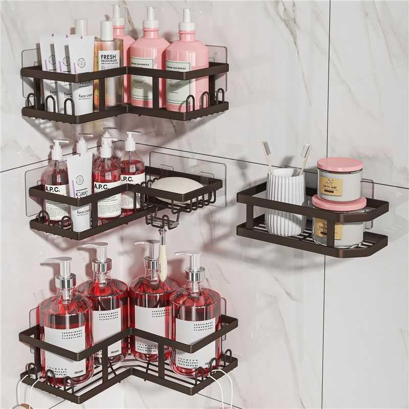 Youvip Shower Caddy Corner with Soap Holder, No Drilling Shower Shelves - Rustproof, Adhesive Shower Organizer Corner for Dorm. Black, 4 - Pack - Homesidy.com
