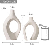 Lvases Snuggle Hollow Ceramic Vase Set of 2, Nordic Modern Boho ins Style Decorative Ceramic Aesthetic Flower Vase for Home Decor (Milky White W 6.3&34; X H 8.4&34;) - Homesidy.com