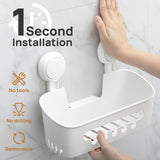 LEVERLOC Shower Caddy Suction Cup, Shower Organizer Removable Bathroom Shelf, Storage Suction Powerful Max Hold 22lbs Bathroom Caddy Waterproof Holder, White - Homesidy.com