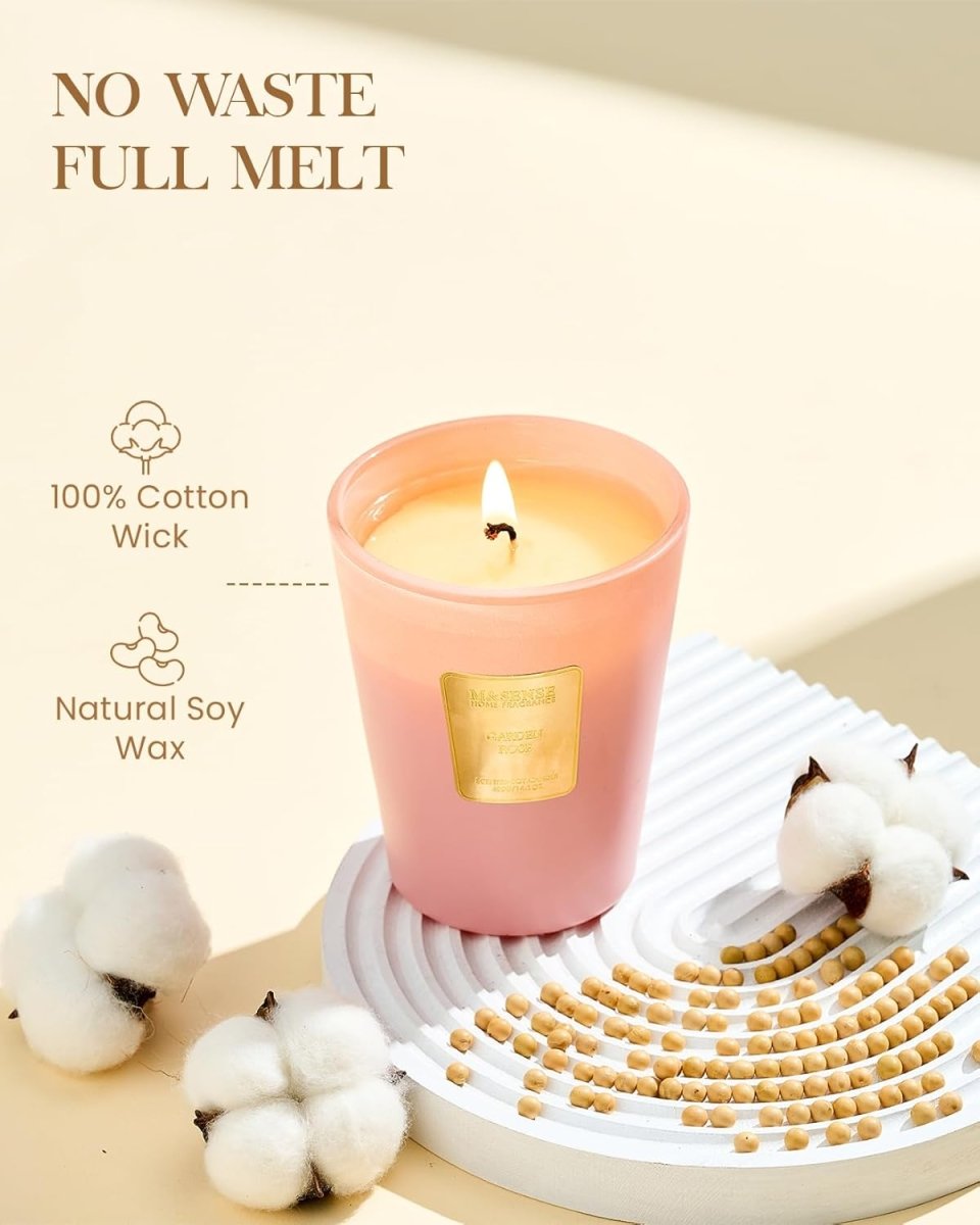 M&amp;SENSE Extra Large Candle Creamy Vanilla Scented, 3 - Wick 35oz 150H Long Lasting, Natural Soy Wax Aromatherapy Candle for Stress Relief, Home Fragrance Fall Winter Christmas Thanksgiving Gifts - Homesidy.com
