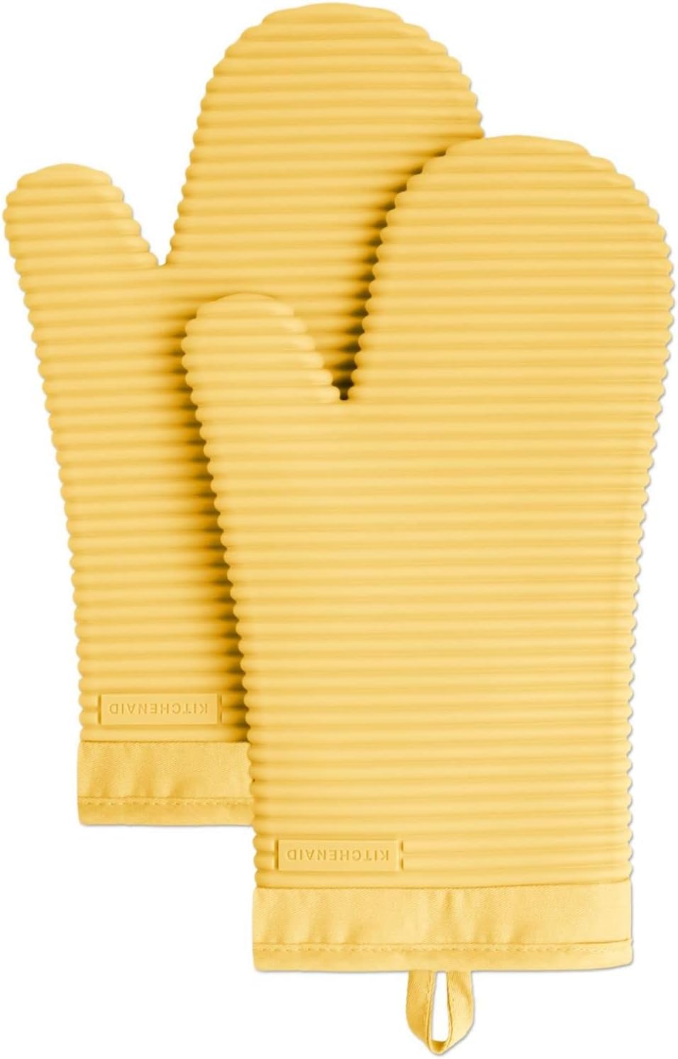 KITCHENAID Ribbed Soft Silicone Oven Mitt 2 - Pack Set, 7.5&34;x13&34;, Milkshake - Homesidy.com