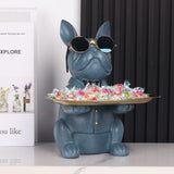 French Bulldog Gifts Statue Tray Organizer for Keys, Candy, Jewelry, Earrings, Entrance Piggy Bank - Modern Decor Resin French Bulldog Decor Entryway Table, Coffee Table, Office Desk, Home Decor - Homesidy.com