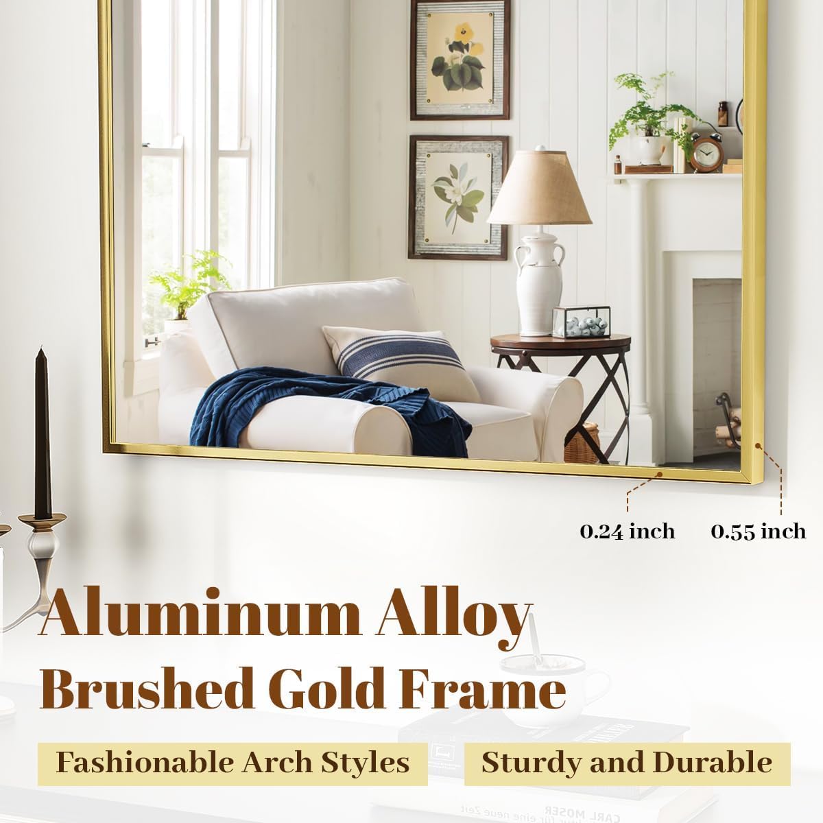 VooBang Arched Wall Mirror, 30 x 38 inch Arch Bathroom Mirror, Wall Mounted Vanity Mirror with Arch Metal Frame, Modern Bathroom Vanity Mirror for Bedroom, Living Room, Hanging or Leaning, Black - Homesidy.com