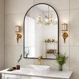 VooBang Arched Wall Mirror, 30 x 38 inch Arch Bathroom Mirror, Wall Mounted Vanity Mirror with Arch Metal Frame, Modern Bathroom Vanity Mirror for Bedroom, Living Room, Hanging or Leaning, Black - Homesidy.com