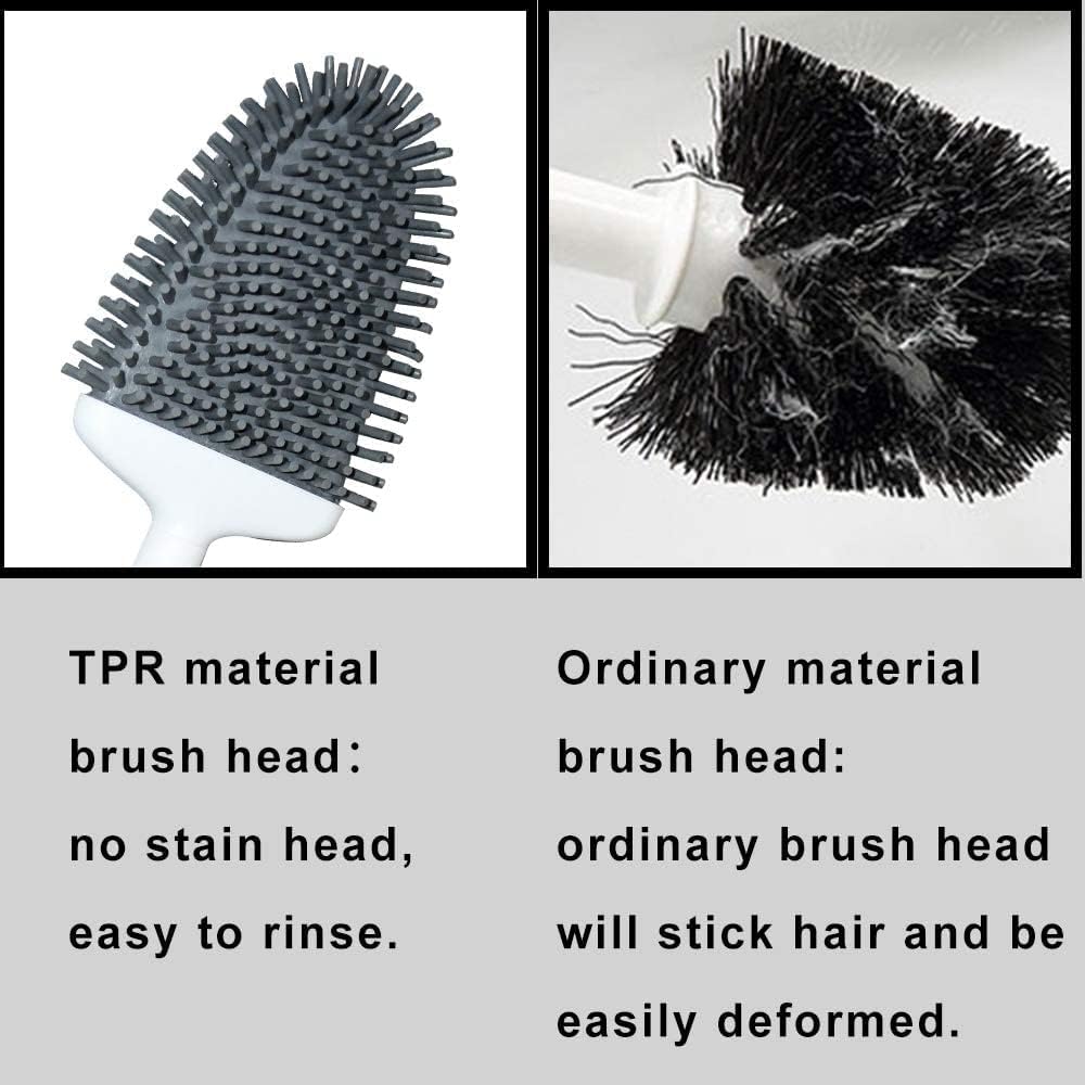 Sellemer Toilet Brush and Holder Set - Flexible Toilet Bowl Brush Head with Silicone Bristles, Compact Size for Storage and Organization, Ventilation Slots Base (1 Pack, Silver) - Homesidy.com