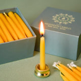 20 Minute Pure Beeswax Candles, Drip - Free Meditation Candles, Mini Taper Candles, Set of 50 Without Brass Candle Holders - Homesidy.com