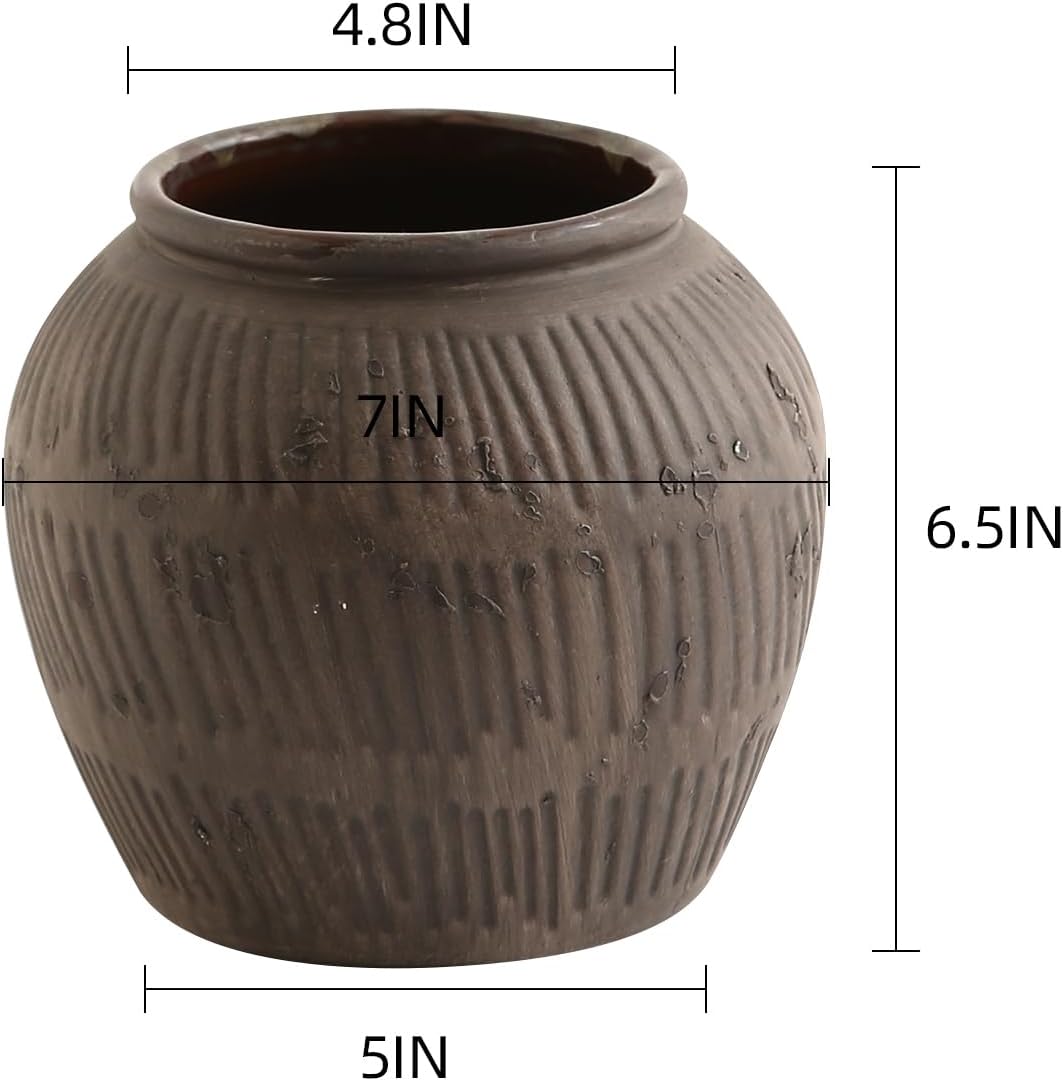 Rustic Vases for Home Decor. Ceramic Vase for Dining Table Decor. Terracotta Decorative Vase 6.1IN. ZSHLXM - Homesidy.com