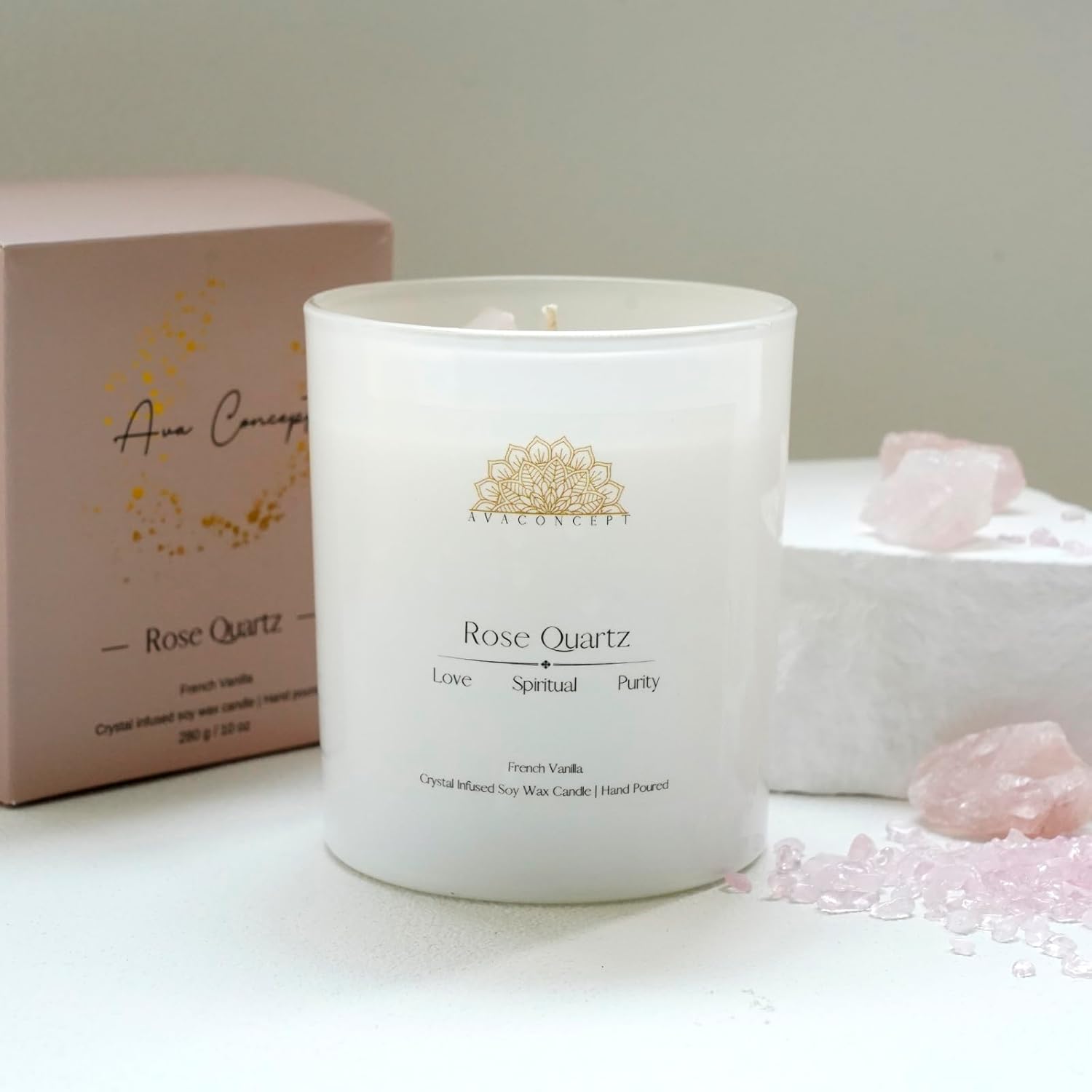 ava concept - Soy Candles with Crystals - Aromatherapy Scented Candle for Women - Lavender Vanilla Gift Set - Small Wax Melts - 3 Pack 3.5oz - Homesidy.com