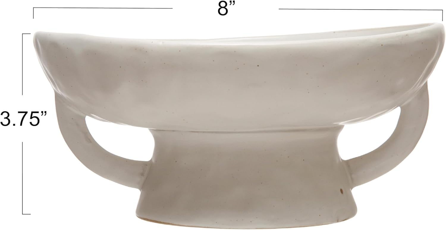 Creative Co - Op Stoneware Bowl w Reactive Glaze, White - Homesidy.com