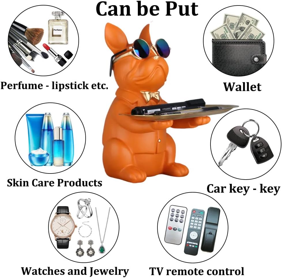 French Bulldog Gifts Statue Tray Organizer for Keys, Candy, Jewelry, Earrings, Entrance Piggy Bank - Modern Decor Resin French Bulldog Decor Entryway Table, Coffee Table, Office Desk, Home Decor - Homesidy.com