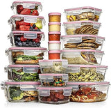 Razab 35 Pc Set Glass Food Storage Containers with Lids - Meal Prep Airtight Bento Boxes BPA - Free 100% Leak Proof (15 lids,15 glass &amp; 5 Plastic Sauce/Dip Containers) - Homesidy.com