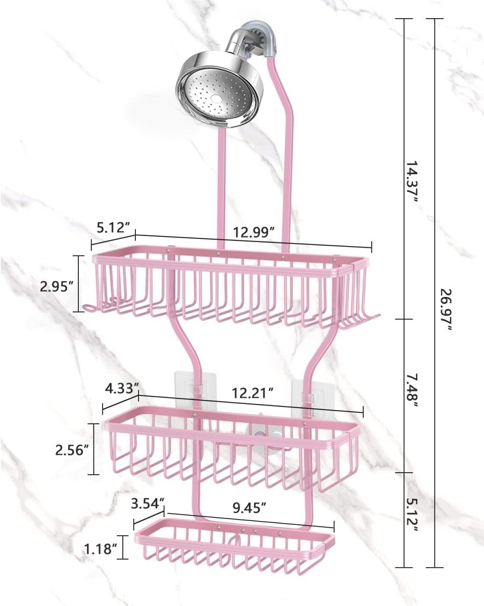 MSAICOE Shower Caddy Hanging - Never Rust Shower Hanging Organizer - Aluminum Over the ShowerHead Caddy with Soap Basket and 6 Hooks for Razor/Sponge (Black) - Homesidy.com