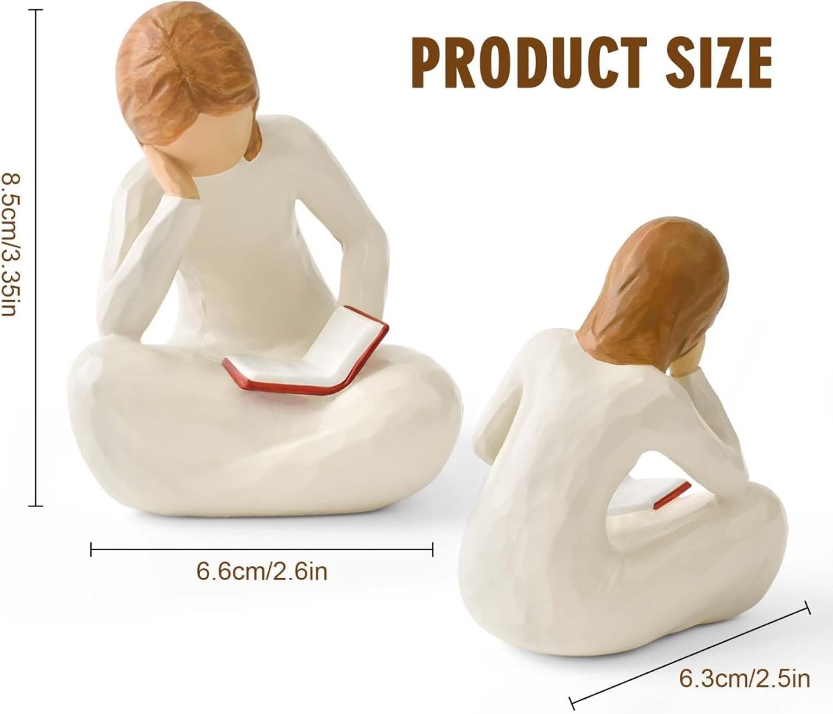 Cuayaes Reading Thinker Statue Book Lover Gifts for Women Readers, Graduates, Students, Teachers, Bookshelf Decor Aesthetic Sculpture Home Decor for Shelves Desk Office Living Room - Homesidy.com