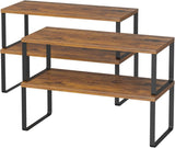 NEX Bamboo Kitchen Cabinet and Counter Shelf Organizer, Stackable &amp; Expandable, Set of 4, White and Natural - Homesidy.com