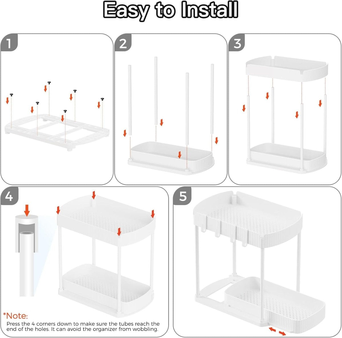Ukeetap Multi - Purpose Pull - Out Storage Organizers, Under Sink/Cabinet Organizers and Storage for Bathroom &amp; Kitchen, Black, 12.8 Inches, 2 Packs - Homesidy.com