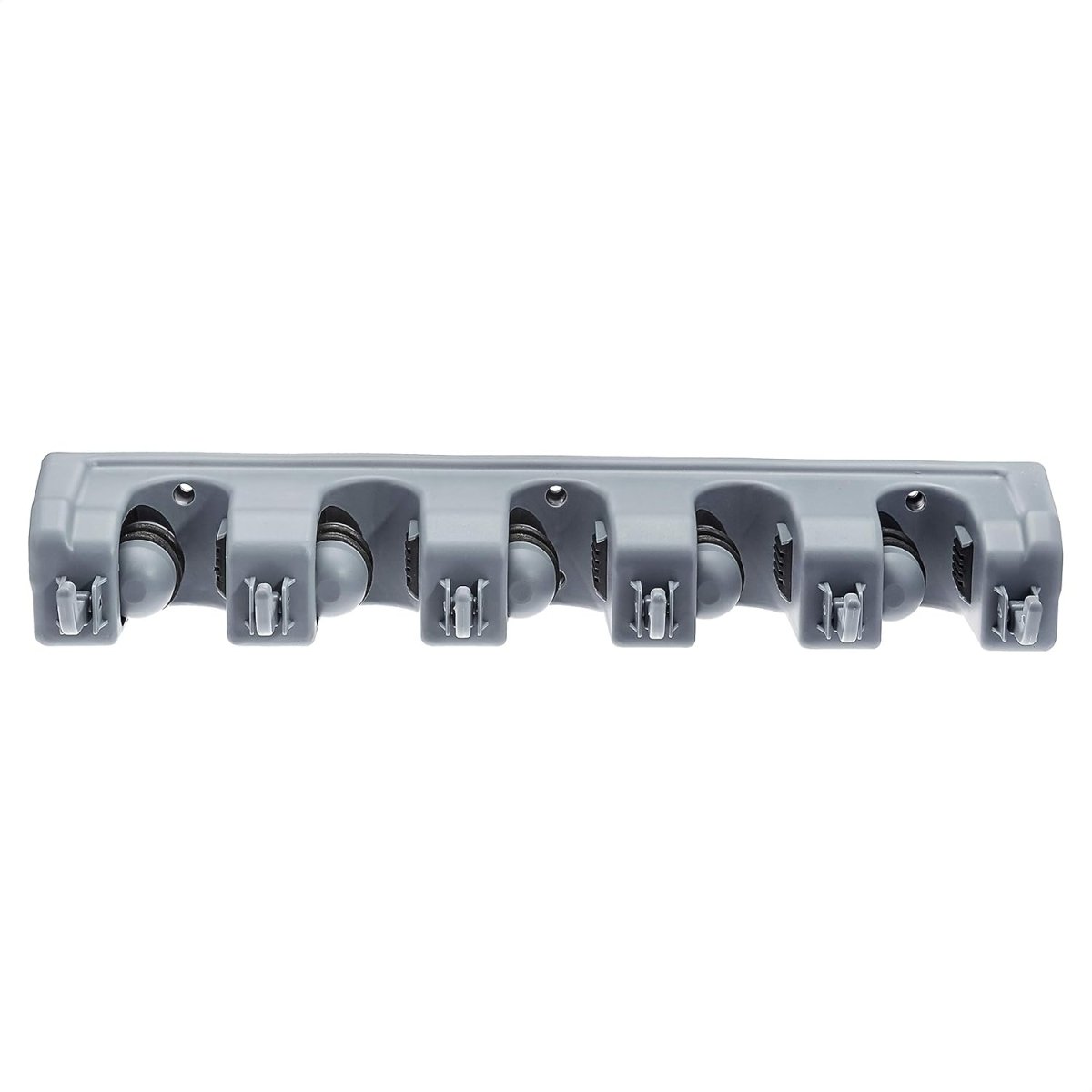 Amazon Basics Rectangular Heavy Duty, Wall Mount Storage Broom, Mop Holder or Tool Organizer with Hooks and Slots for Home, Garage, Garden, Laundry, or Kitchen, 2.36 x 16.9 x 3.35 in, Gray - Homesidy.com