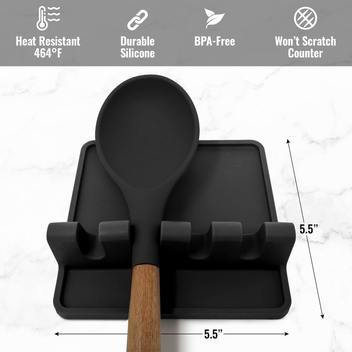 Zulay Kitchen Spoon Rest for Multiple Utensils High Heat - Resistant Silicone Drip Pad, BPA - Free Spoon Holder for Stove Top, Kitchen Gadget Holder for Ladles, Tongs, Cooking Spatula - Makes Great Gift - Homesidy.com