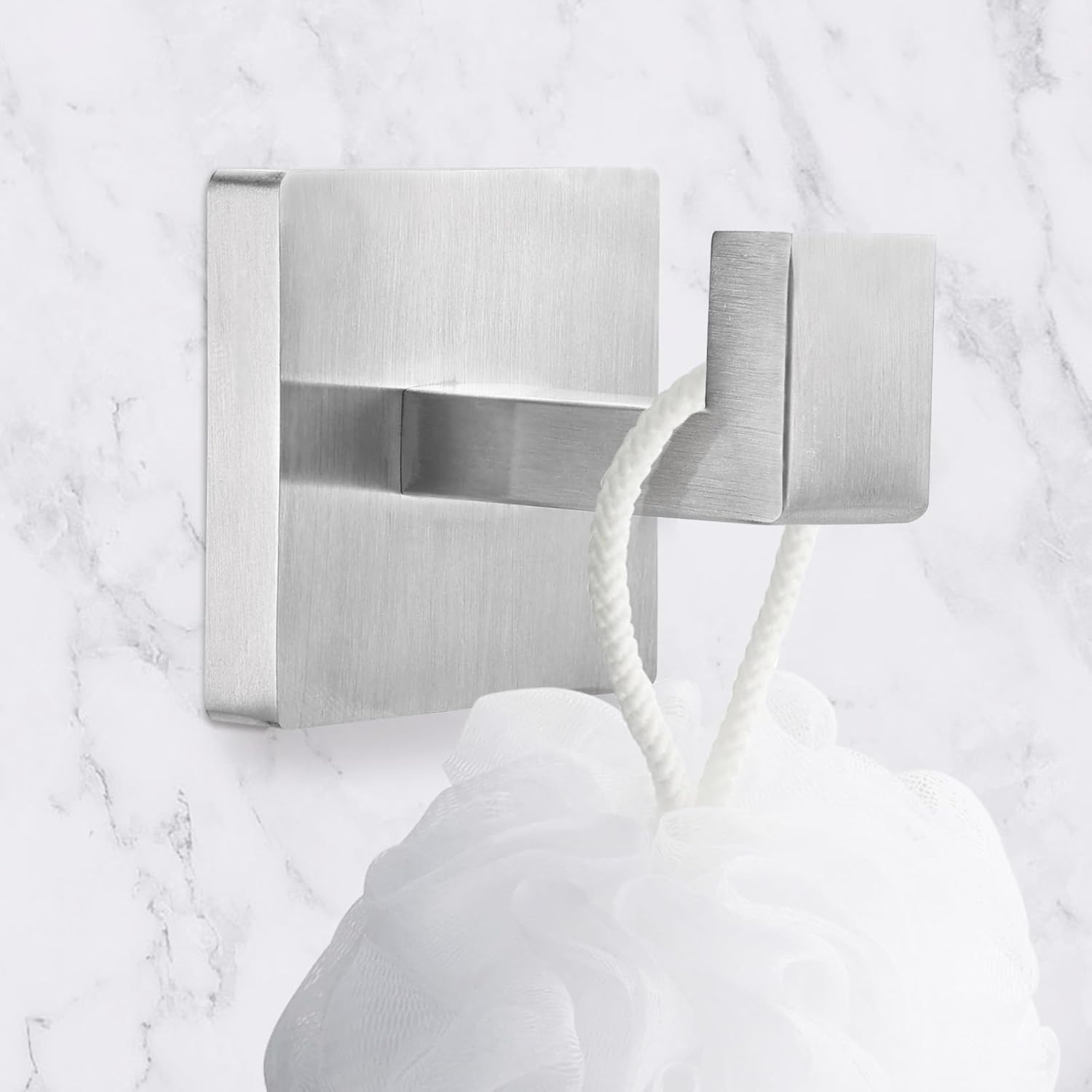 IBosins 4 Pack Towel Hooks Hand Towel Holder for Bathroom Wall Livingroom Bedroom Kitchen Closet Heavy Duty Stainless Steel Hook Hanger for Robe, Bath Towel, Coat (Square Matte Black) - Homesidy.com