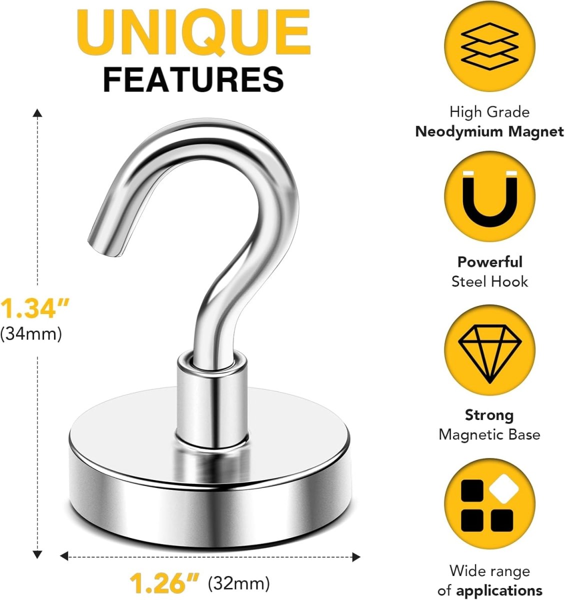 DIYMAG Garage Storage Hooks 6 Pack, 30lbs 2025 Cruise Cabin Ship Essentials N52 Magnetic Hook Heavy Duty Strong Wall Mount Magnets Fridge for Classroom Wall Mount Kitchen Grills Silver - Homesidy.com