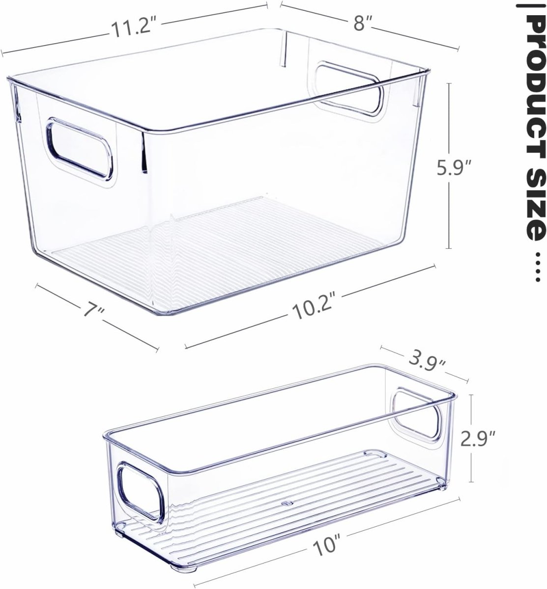 SKTEET Set of 8 Clear Plastic Storage Bins, 4 Large and 4 Small Stackable Storage Containers for Pantry Organization and Kitchen Storage Bins,Home Edit and Cabinet Organizers - Homesidy.com