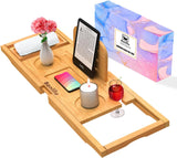 Premium Bamboo Bathtub Tray Caddy - Bath Tub Tray Table for Bathtub - Bath Caddy Tray for Bathtub, Expandable Size, Fits Most Bath Tubs - Homesidy.com