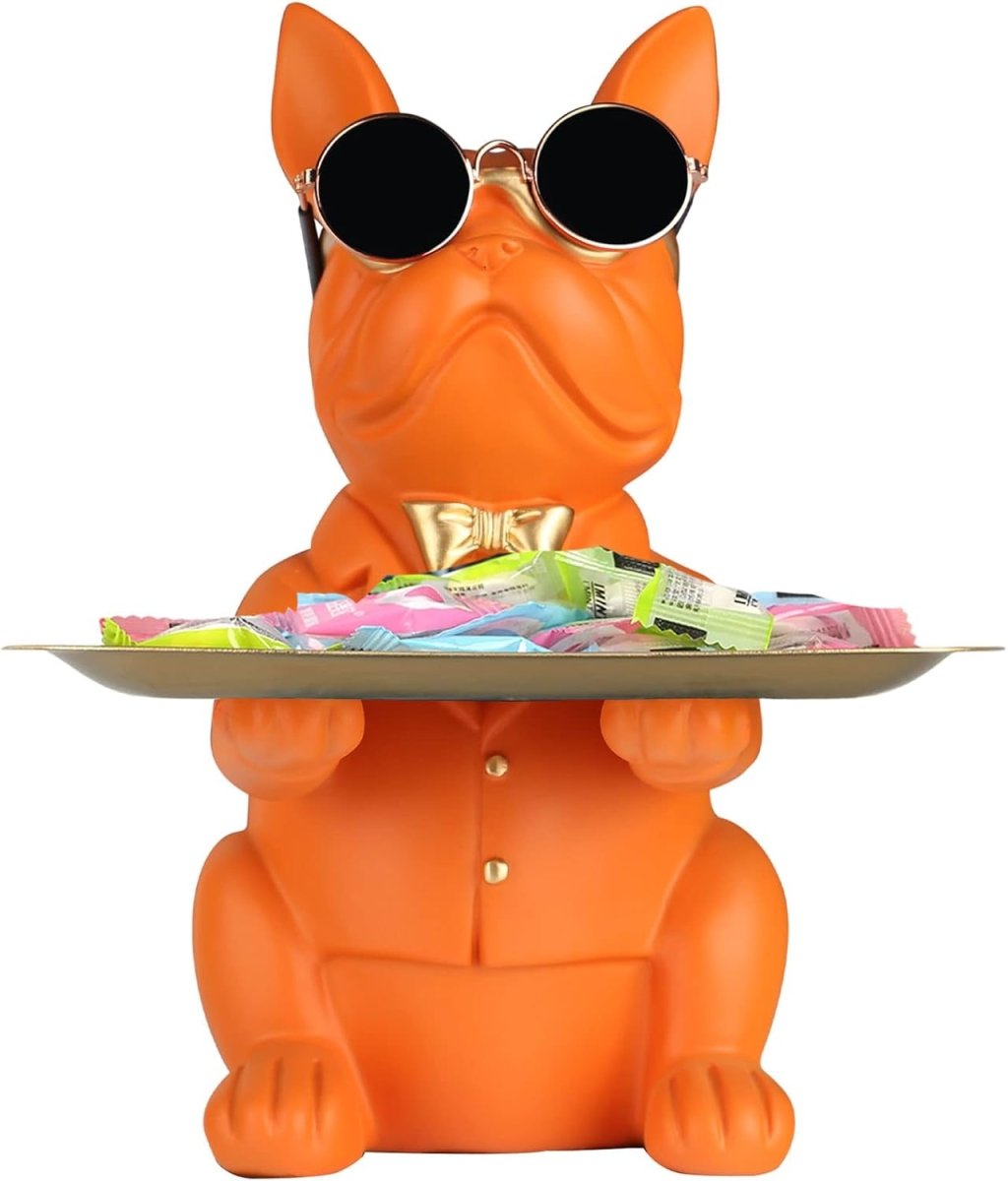 French Bulldog Gifts Statue Tray Organizer for Keys, Candy, Jewelry, Earrings, Entrance Piggy Bank - Modern Decor Resin French Bulldog Decor Entryway Table, Coffee Table, Office Desk, Home Decor - Homesidy.com