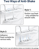 YASONIC Shower Caddy Hanging - Never Rust Shower Organizer - Aluminum Over The Head Caddy with 10 Hooks for Razor/Sponge - Rack with Soap Basket - Silver - Homesidy.com