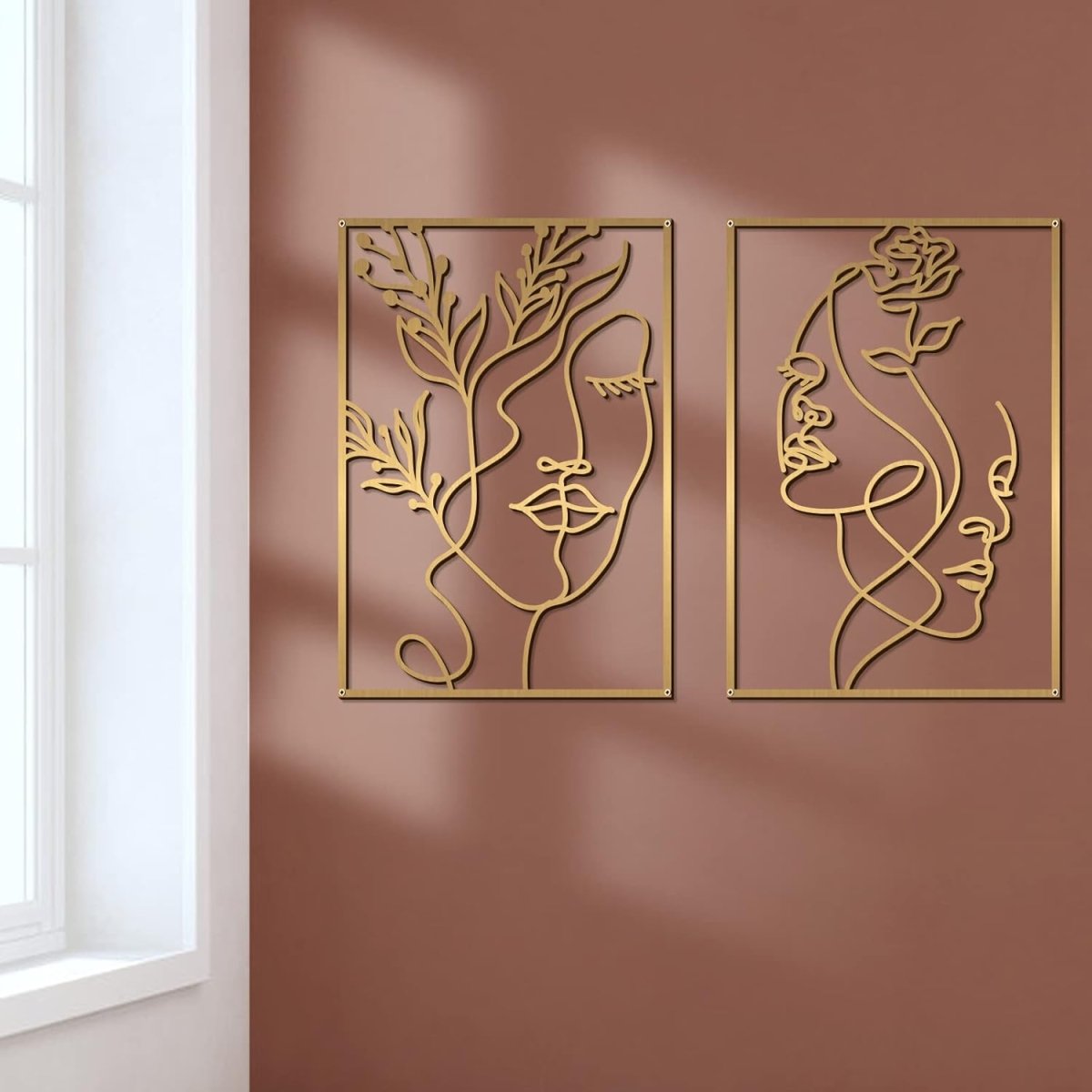 Glamativity 4 Pack Gold Wall Art Decor, Minimalist Single Line Real Metal Wall Art, Womans Body Shape Abstract Wall Art (Gold Classic Style, 17 x 11.8) - Homesidy.com