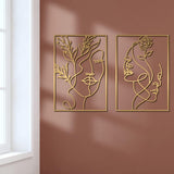 Glamativity 4 Pack Gold Wall Art Decor, Minimalist Single Line Real Metal Wall Art, Womans Body Shape Abstract Wall Art (Gold Classic Style, 17 x 11.8) - Homesidy.com