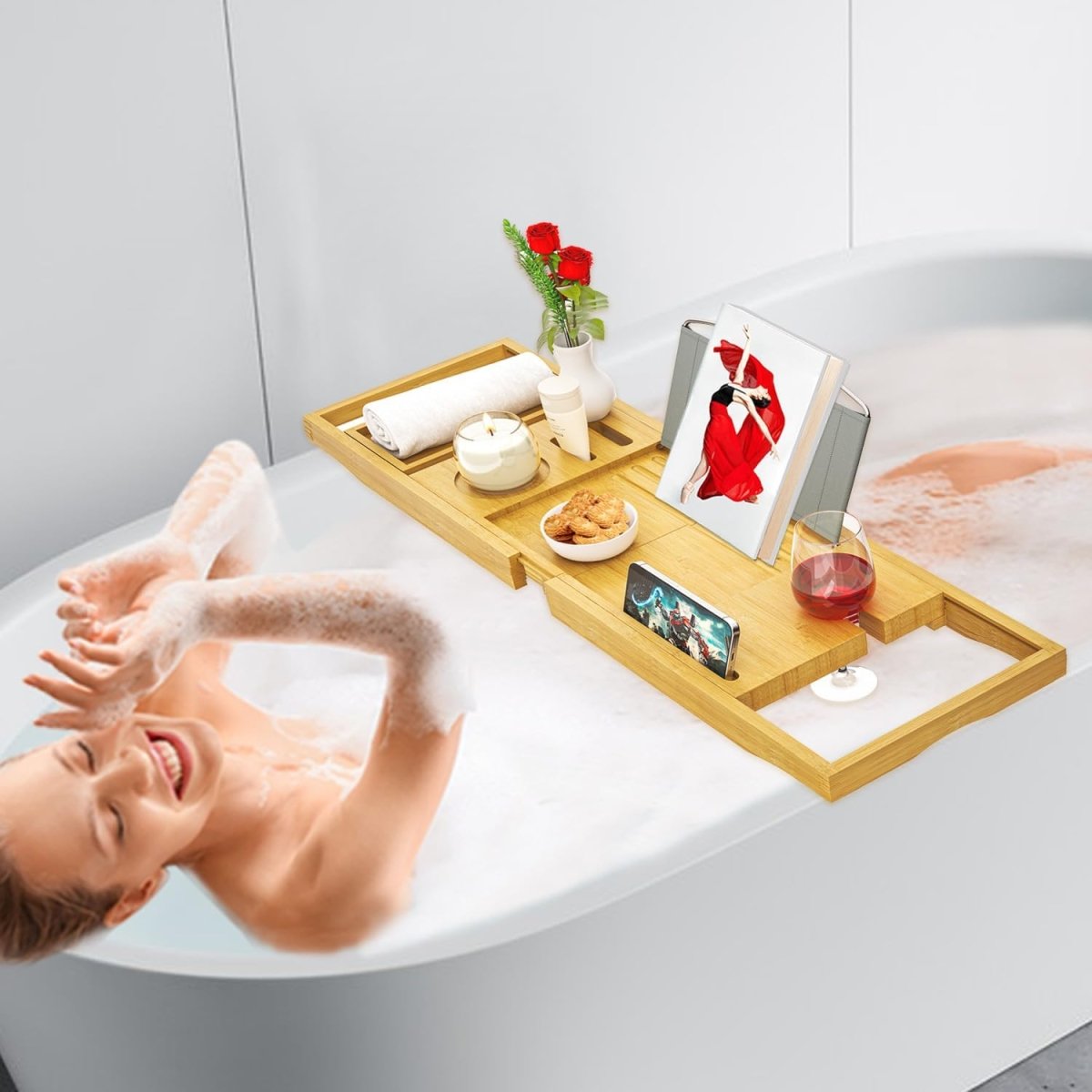 Banlilu Bathtub Tray - Bath Tray Expandable - Bath Tub Tray Table for Bathtub, Ajustable Size, Fits Most Tubs - Homesidy.com