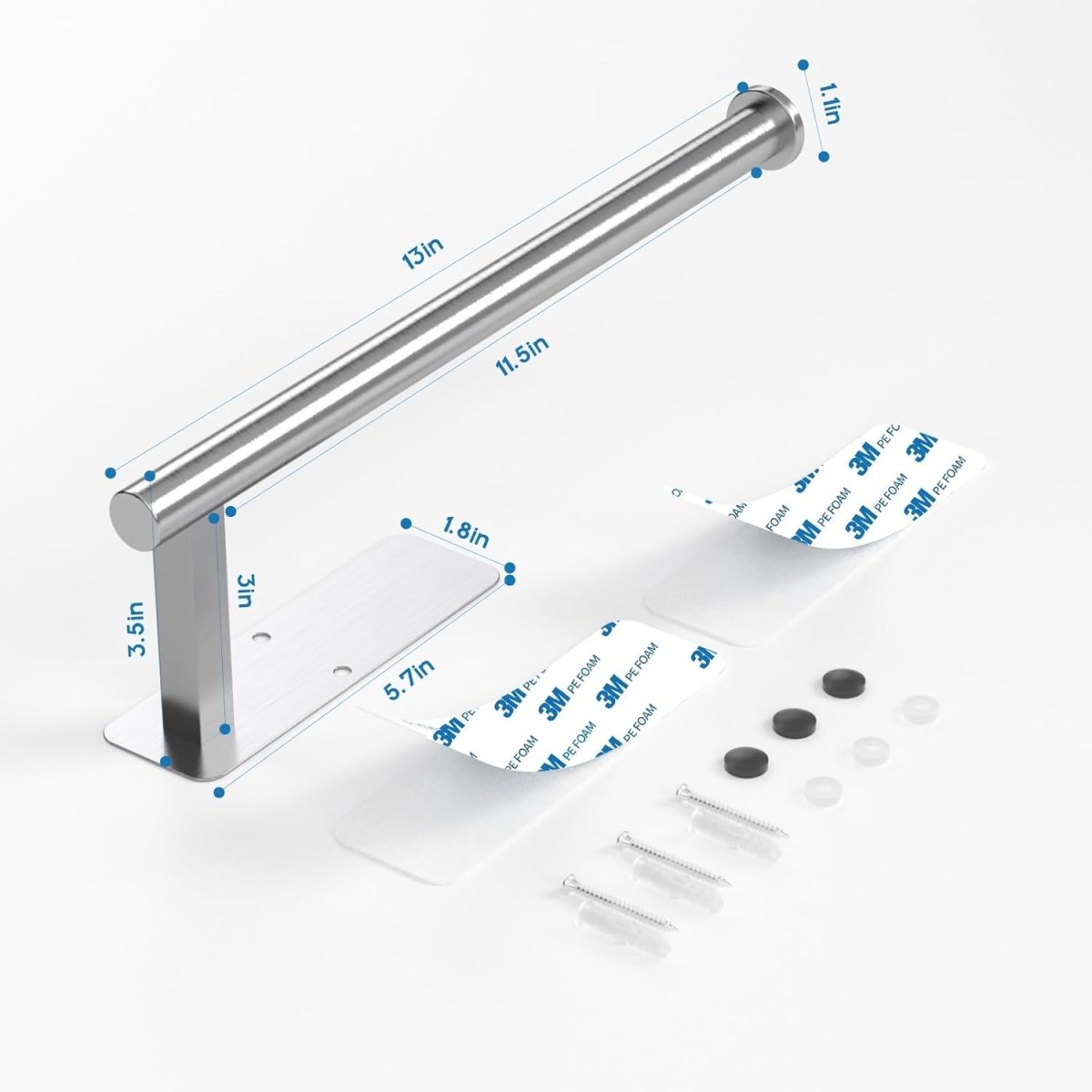 ASTOFLI Paper Towel Holder Under Cabinet No Drilling, Self Adhesive Paper Towel Holder Wall Mount for Kitchen Rack, Under Counter Napin Holder No Drill, 304 Stainless Steel Matte Black - Homesidy.com