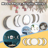 Scandinavian Decor 5 - Piece Acrylic Wall Decor - Wooden Moon Phase Mirror, Bohemian Design for Living Room, Bedroom - Beige - Homesidy.com