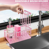 Cisily Kitchen Sink Caddy Organzier with High Brush Holder, Sponge Holder for Sink, 304 Rustproof Stainless, Kitchen Countertop Soap Dispenser Organizer, Kitchen Decor and Accessories - Homesidy.com