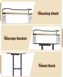 Aetyord Towel Racks for Bathroom 31inch Wall Mounted Towel Rack,Floating Shelf with Wood Plank,Towel Storage for Bathroom can Holds 6 Large Rolled Towels,All Black - Homesidy.com