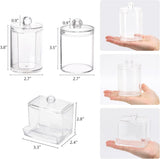 Tbestmax Qtips Holder Bathroom Container, 10 OZ Cotton Ball/Swabs Dispenser, Apothecary Jar Organizer for Storage Brown Wood Lids - Homesidy.com