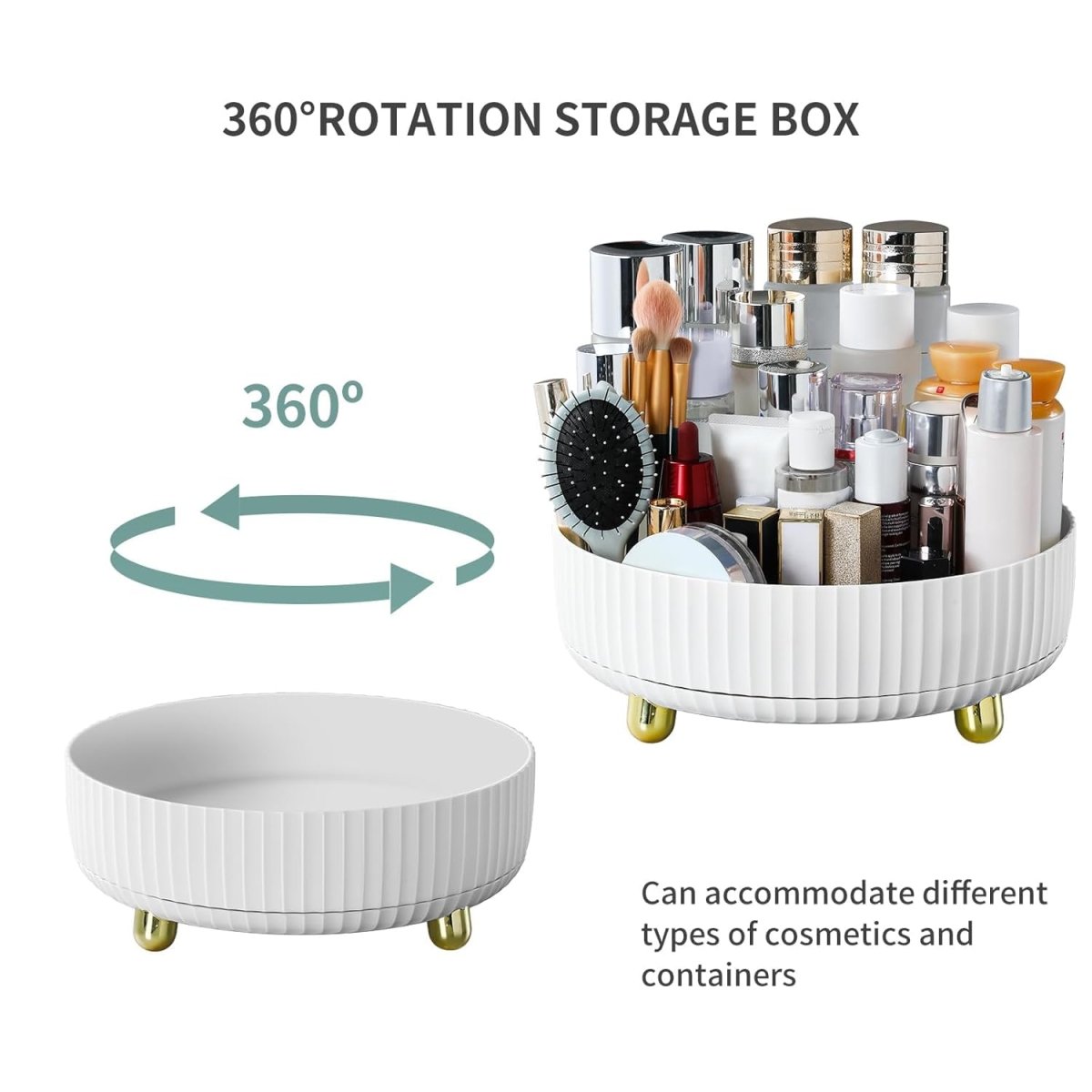 funest Makeup Perfume Organizer, 360 Degree Rotating Lazy Susan Cosmetic Desk Storage Lotions Display Case Round Tray with Large Capacity, for your Jewelry - Homesidy.com