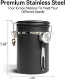 Veken Coffee Canister with Window,Airtight Stainless Steel Pantry Container,Home Kitchen Food Storage Organizers for Ground,Beans,Espresso,Rice,Tea,Sugar,Cereal, Flour,Bar Accessories,Gifts,22OZ,Black - Homesidy.com