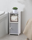 AOJEZOR Toilet Paper Holder Stand: No Drill PVC Small Bathroom Cabinet for Apartment Dwellers - Rental Deposit Protection - Small Space Storage Saving - Homesidy.com