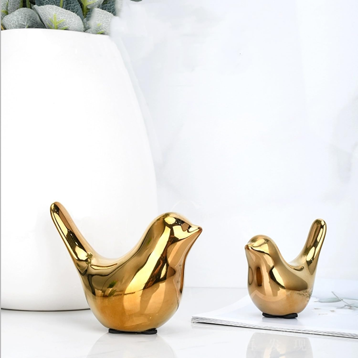 GJFASGF Small Animal Statues, White Bird Figurines Home Decor, Modern Home Decorative, Ceramic Decor for Office Desktop, Bookshelf, Bedroom, Living Room, Cabinets (White 2 Pcs) - Homesidy.com