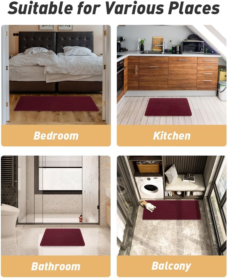 AMOAMI Upgraded Waffle Bath Mat, Super Absorbent Non Slip Bath Mats for Bathroom Floor, Machine Washable Bathroom Rugs with Tassels, Rubber Backed Bathroom Mats, Ultra Soft, 18&34; x 30&34;, Brown - Homesidy.com